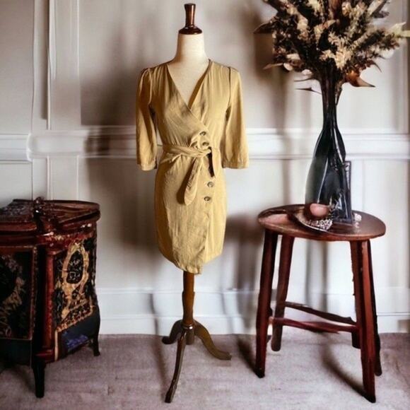 Mango Dresses & Skirts - MANGO khaki trench-coat dress‎ with belt tie front buttons short dress NEW